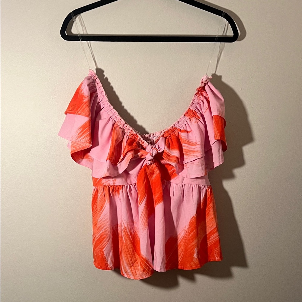 Entro Pink and Orange Ruffle Blouse
